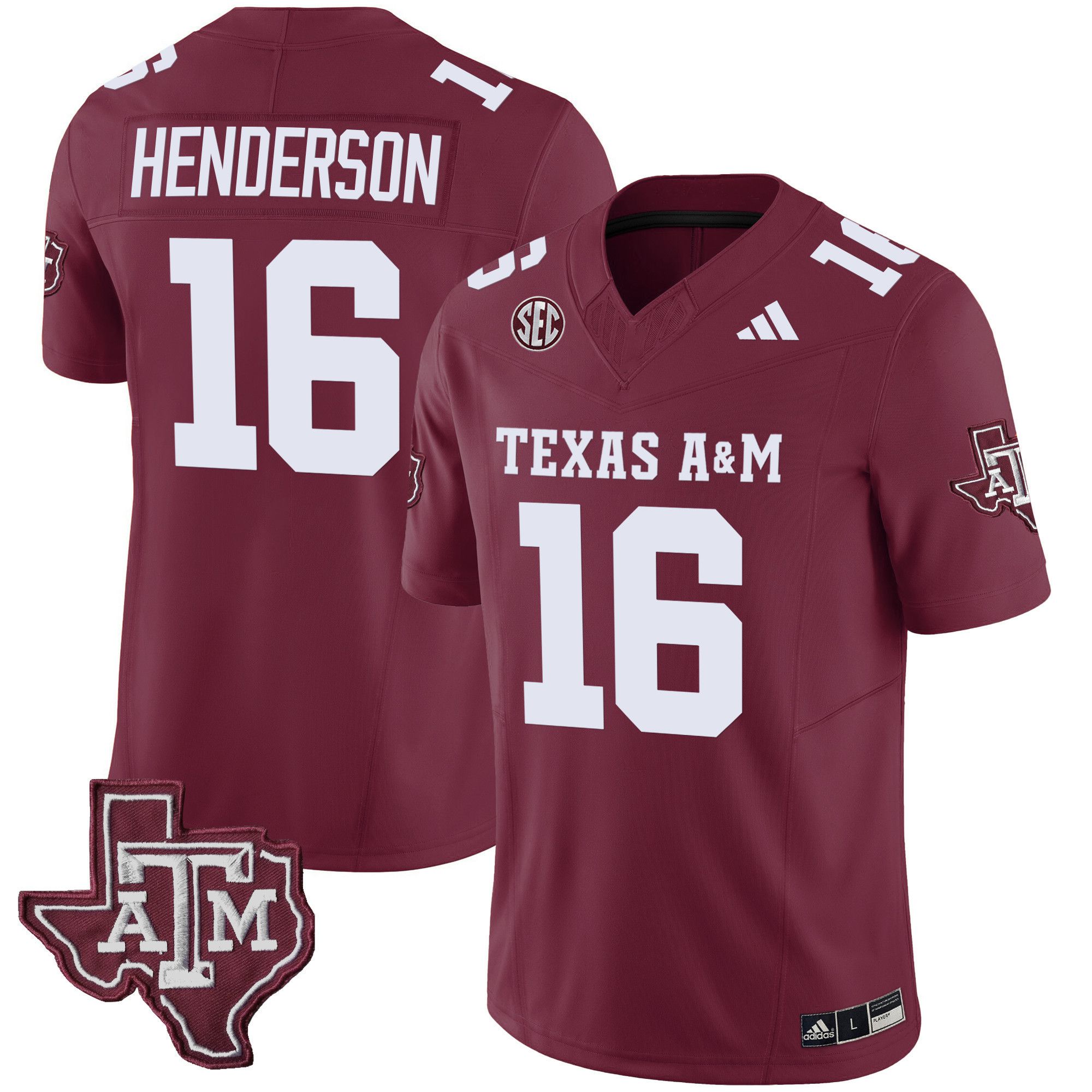 Men Texas A&M Aggies 16 Henderson Red 2024 Vapor Limited NCAA Jersey style 1